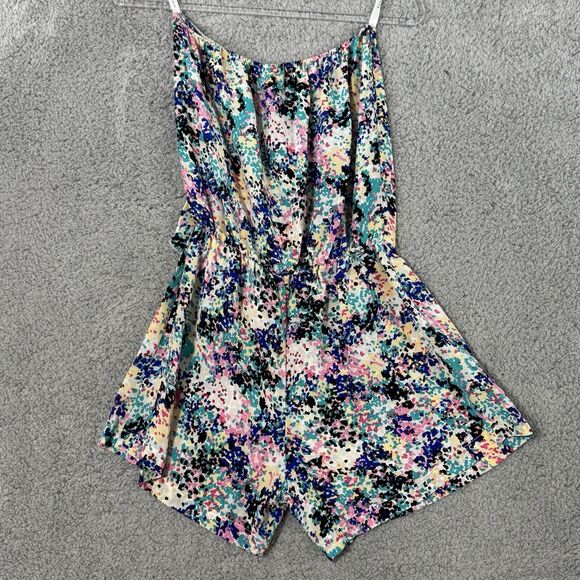 Karina Grimaldi Silk Playsuit Large Floral Feminine Boho Soft Clean Girl Romper - Picture 5 of 11